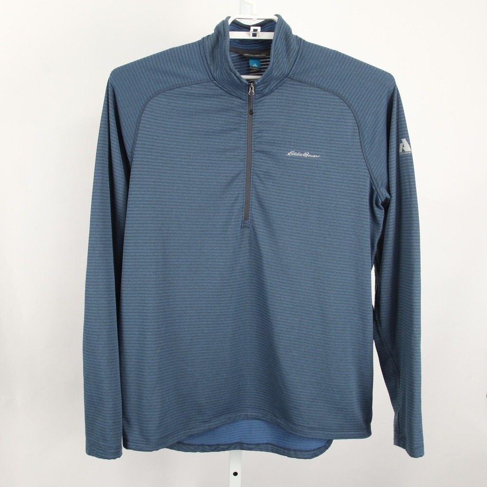 Eddie Bauer Sweater Mens Large Blue First Ascent Quarter Zip Pullover Thumbholes - Picture 2 of 13